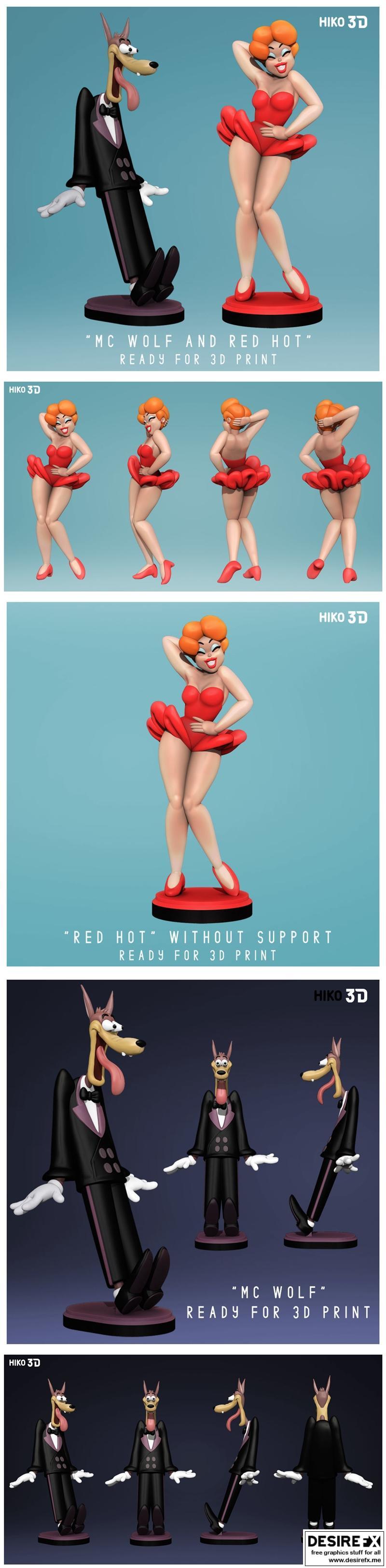 红衣少女与麦狼——Tex Avery 3D打印模型|Red Hot Riding Hood and McWolf – Tex Avery – 3D Print Model STL