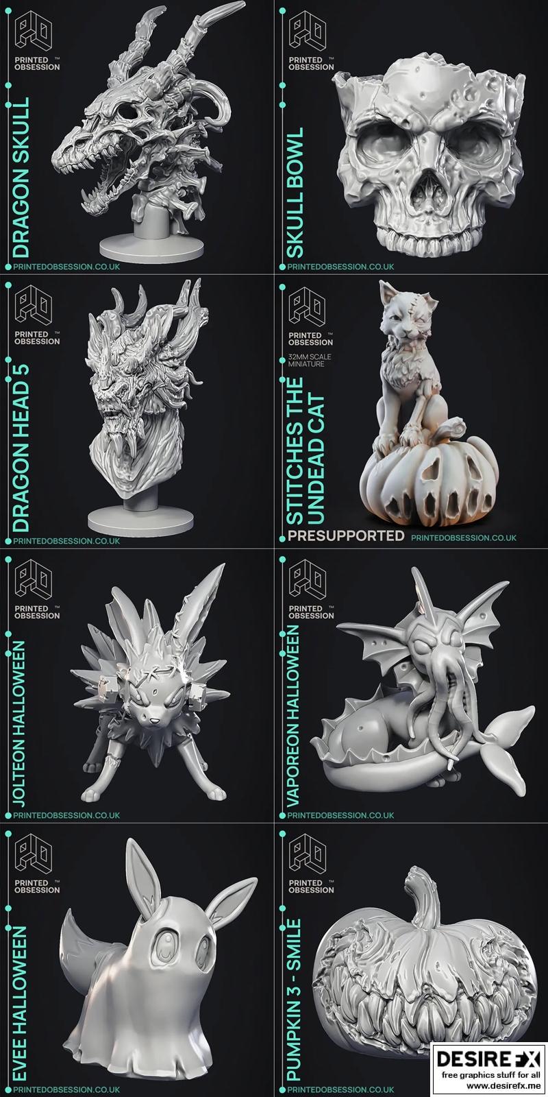 印刷迷恋——万圣节套装3D打印模型|Printed Obsession – Halloween Set – 3D Print Model STL