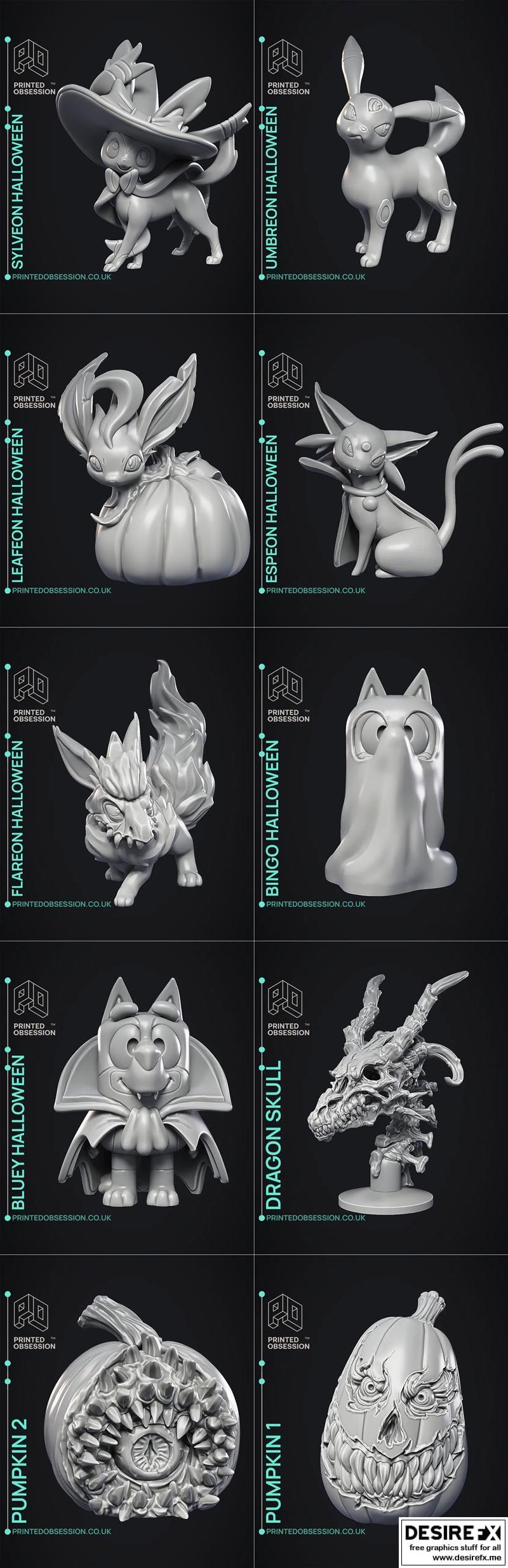 印刷迷恋——万圣节套装3D打印模型|Printed Obsession – Halloween Set – 3D Print Model STL