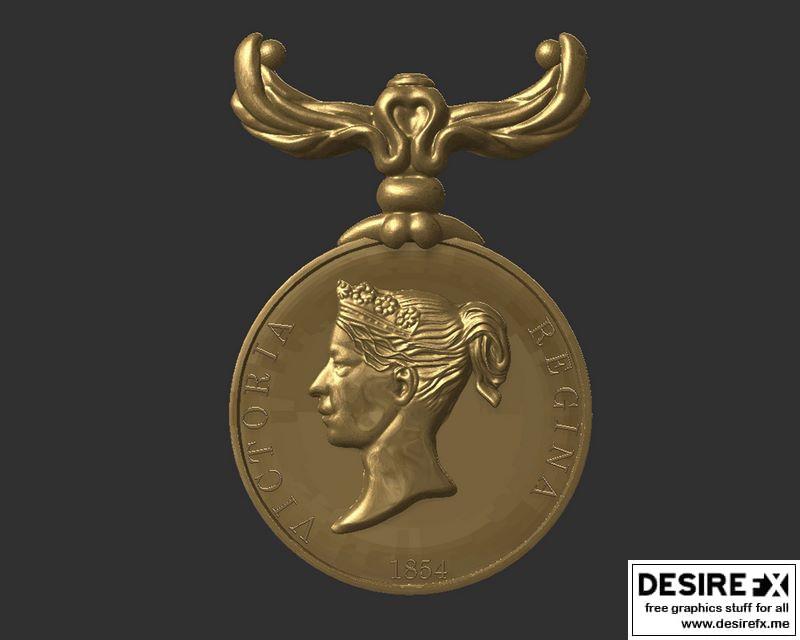 克里米亚战争勋章（1854-1856）3D打印模型|British Crimean War Medal (1854-1856) ready to 3D print model