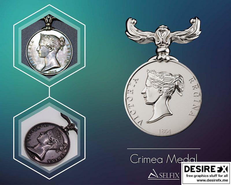 克里米亚战争勋章（1854-1856）3D打印模型|British Crimean War Medal (1854-1856) ready to 3D print model