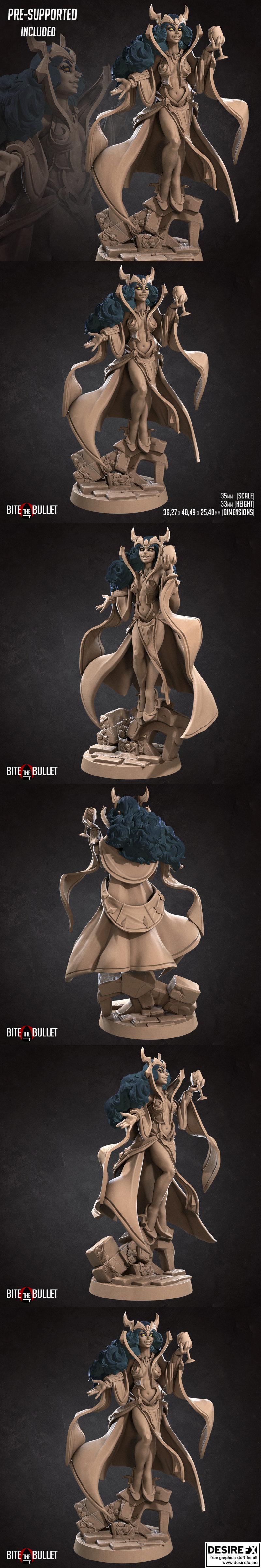 咬碎子弹——吸血鬼女巫 3D打印模型|Bite the Bullet – Vampire Sorceress – 3D Print Model