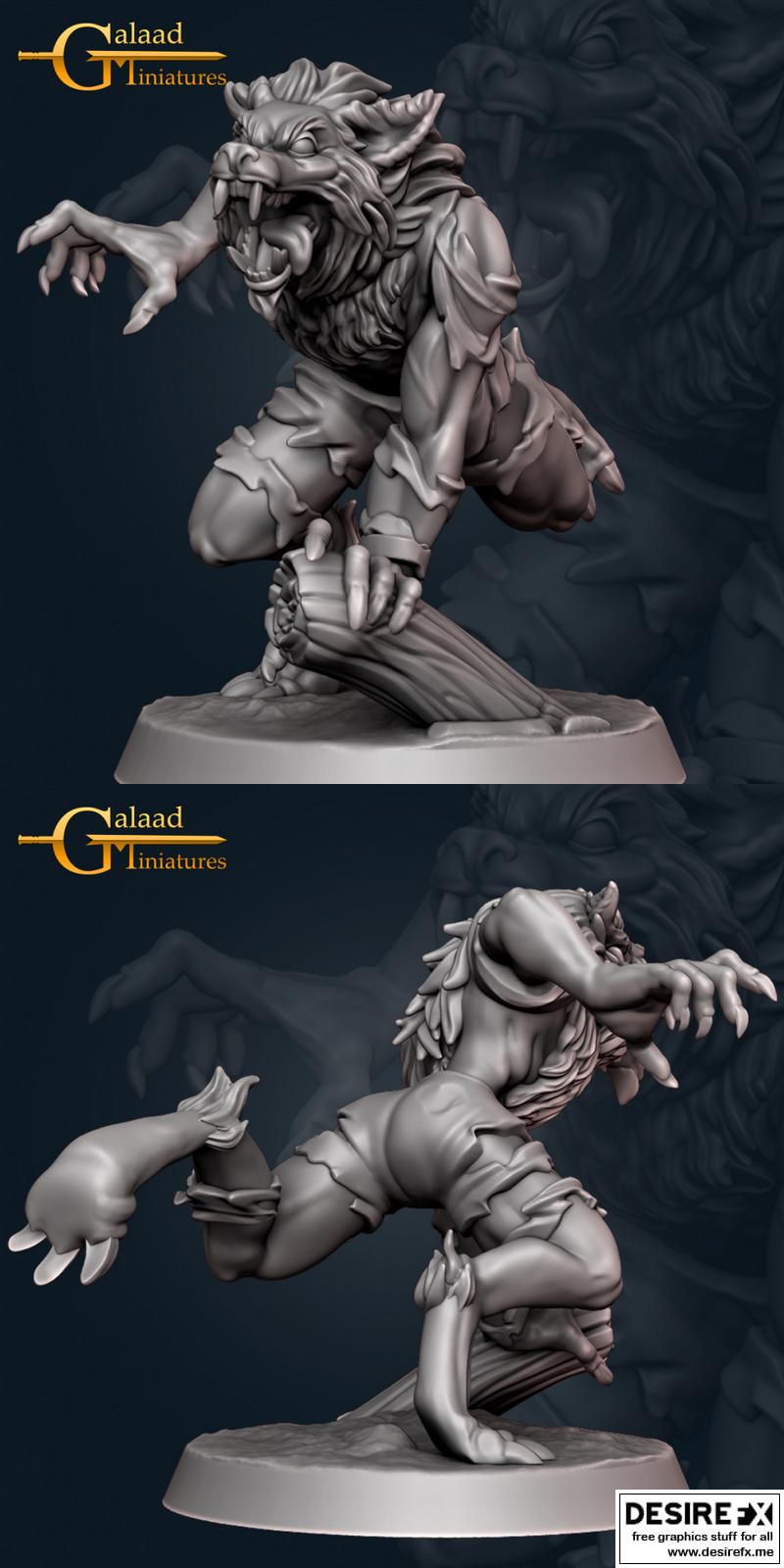 Galaad迷你模型·狼人04·3D打印版|Galaad Miniatures – Werewolf 04 – 3D Print Model