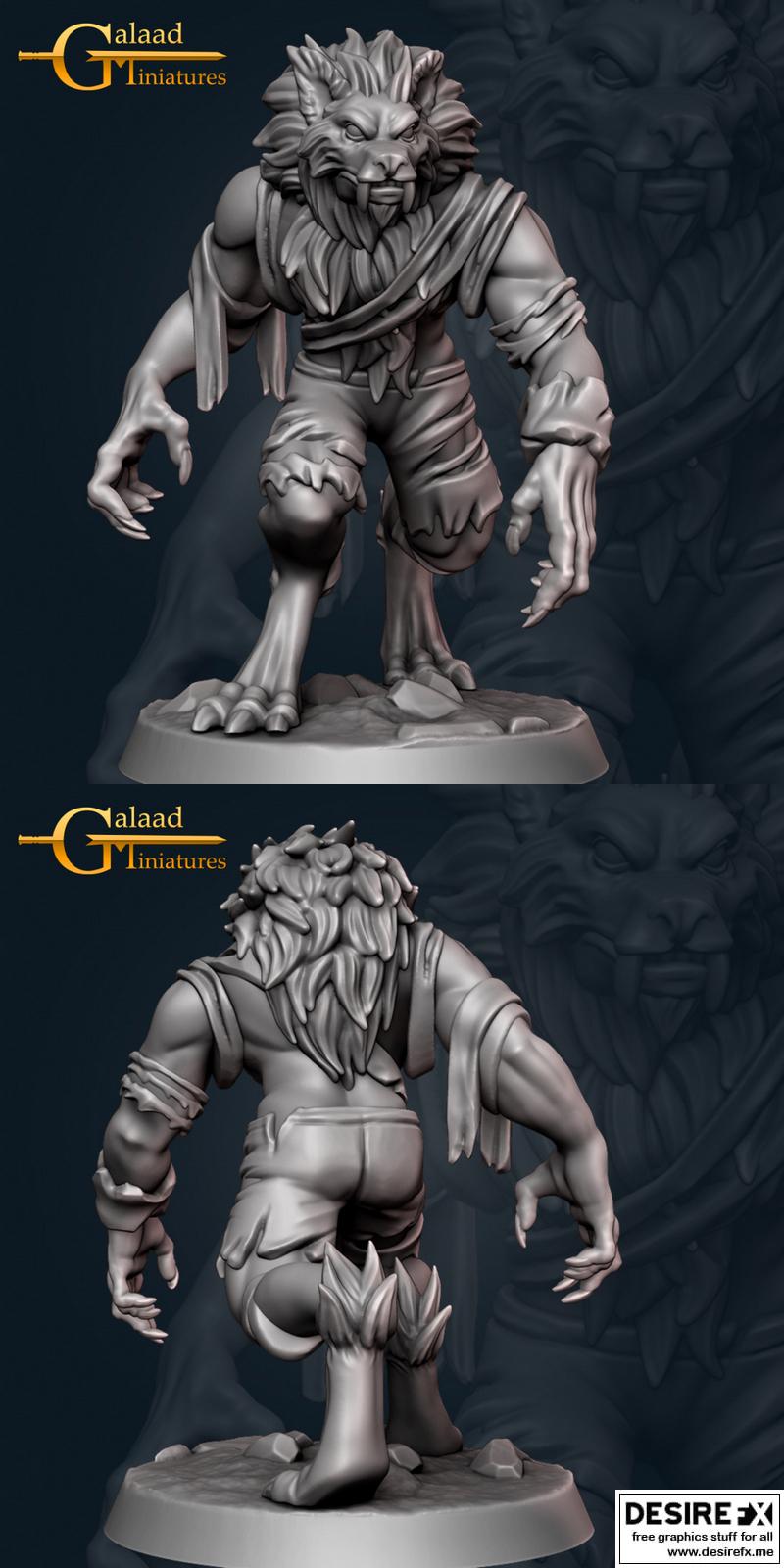Galaad迷你模型·狼人03·3D打印版|Galaad Miniatures – Werewolf 03 – 3D Print Model