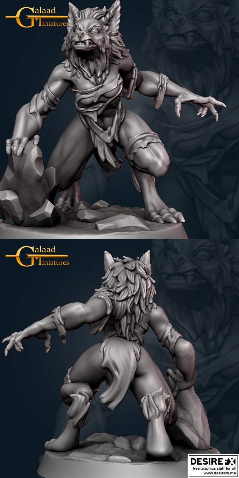 Galaad迷你模型·狼人02·3D打印版|Galaad Miniatures – Werewolf 02 – 3D Print Model