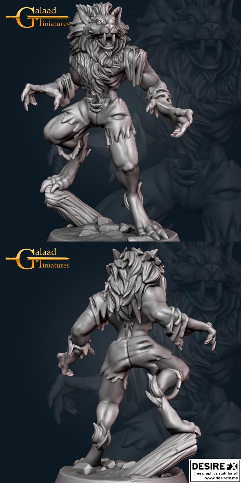 Galaad迷你模型-狼人01-3D打印版|Galaad Miniatures – Werewolf 01 – 3D Print Model