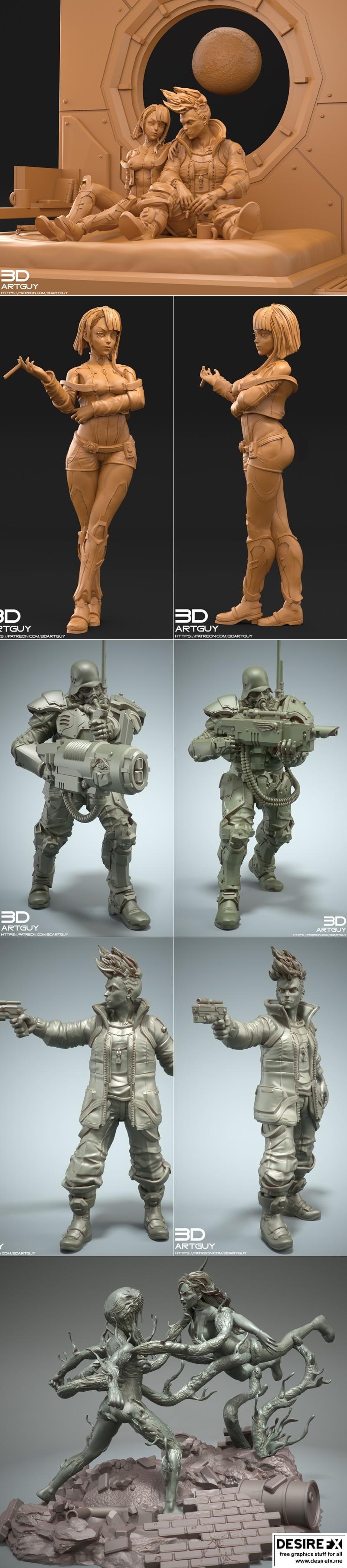 3DArtGuy作品集：动漫游戏角色3D打印模型合集|3DArtGuy Pack – 3D Print Model STL