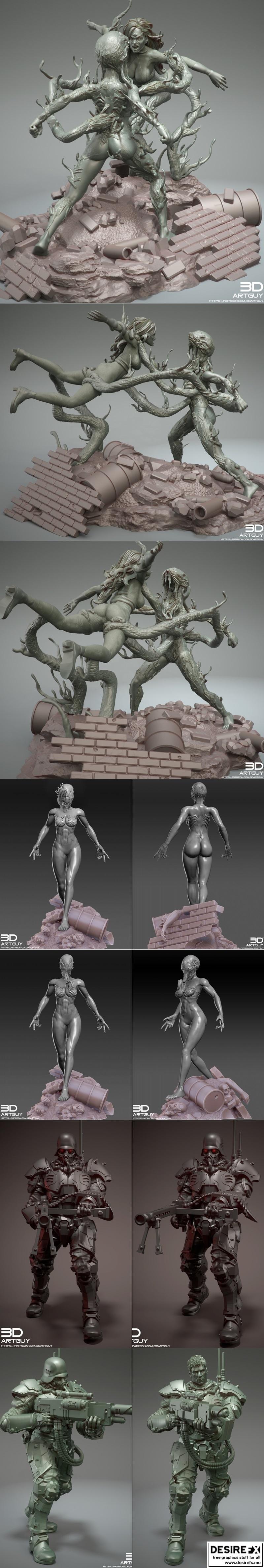 3DArtGuy作品集：动漫游戏角色3D打印模型合集|3DArtGuy Pack – 3D Print Model STL