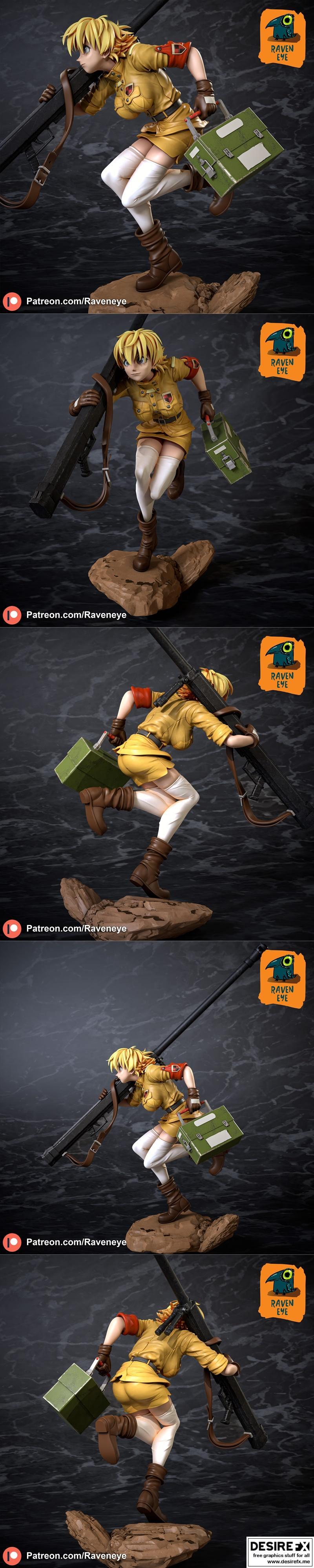 地狱少女 - 丽莎·维克多里亚 3D打印模型|Raven Eye – Victoria seras From Hellsing Anime – 3D Print Model STL