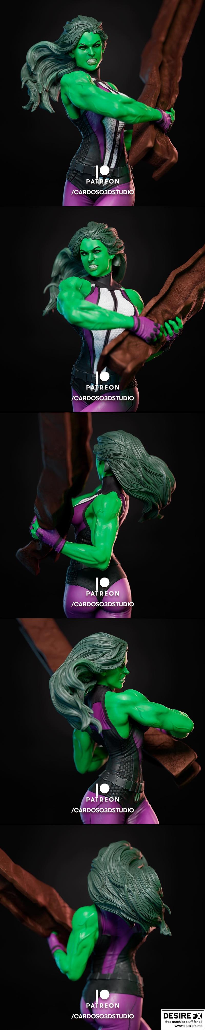 卡多索3D工作室 - 女浩克 - 3D打印模型|Cardoso 3d Studio – She Hulk – 3D Print Model STL