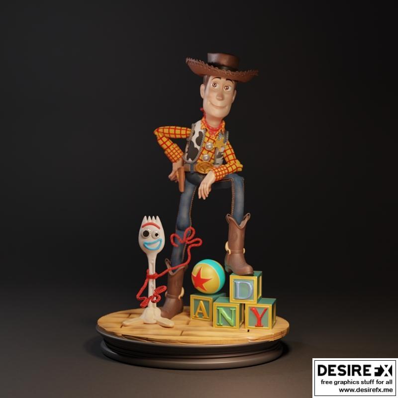 玩具总动员 Woody 与 Forky 3D打印模型|Woody And Forky – 3D Print Model STL