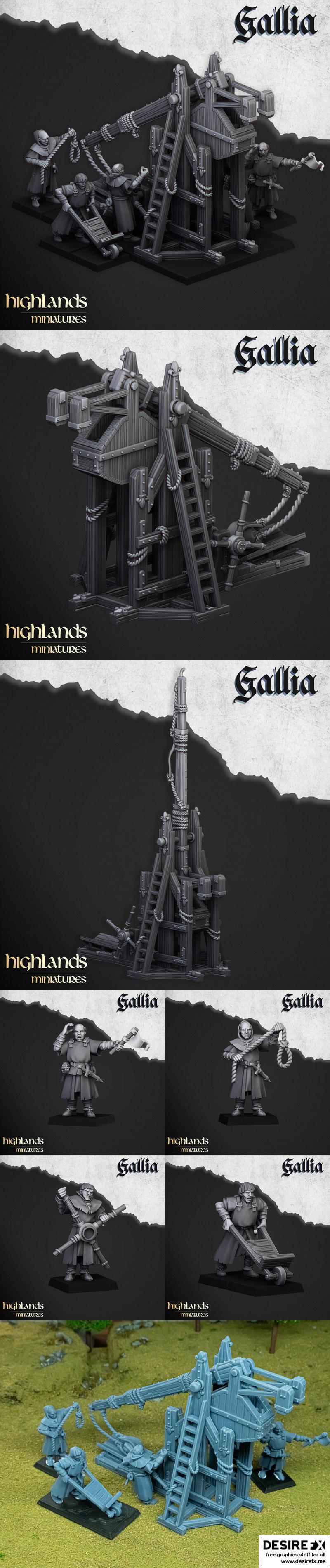 高卢投石机 3D打印模型|Highlands Miniatures – Gallia Trebuchet – 3D Print Model
