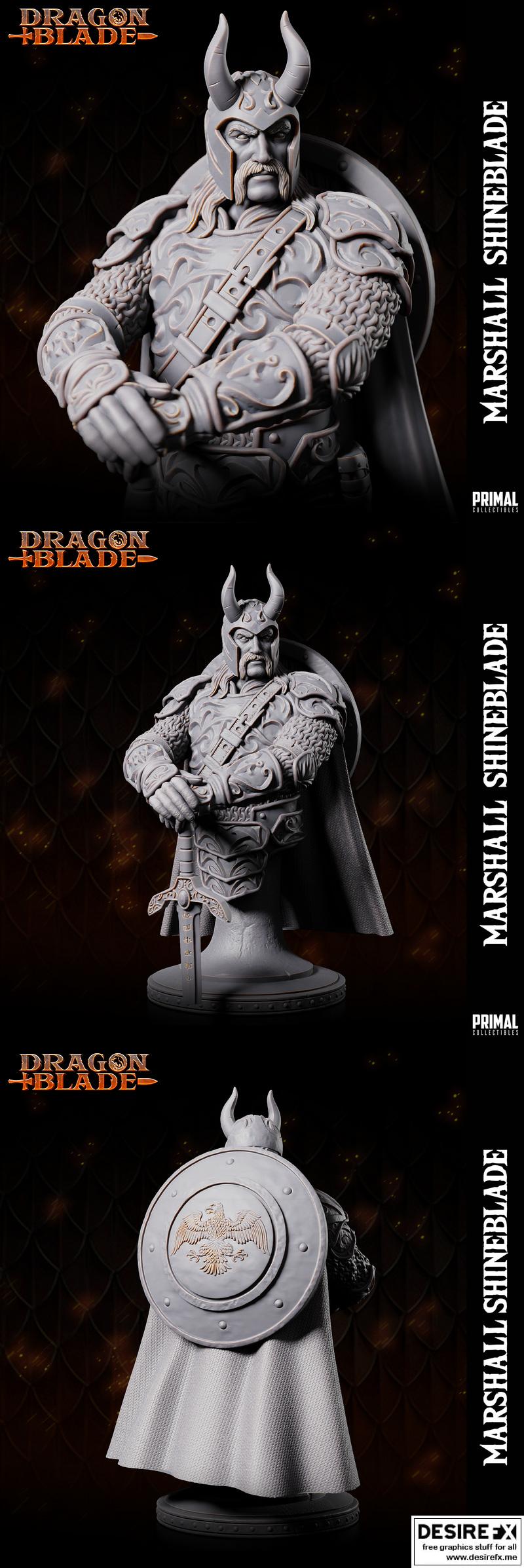 Marshall Shineblade 3D打印战士骑士雕像模型|Marshall Shineblade – Fighter Knight Bust – 3D Print Model