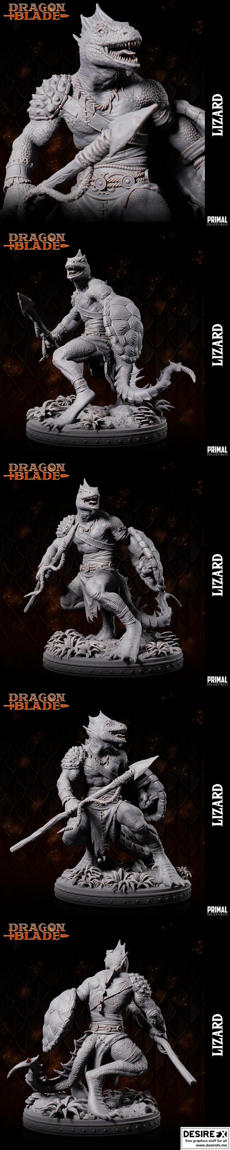 蜥蜴人矛盾组合 3D打印模型|Lizardmen Lance and Shield – 3D Print Model