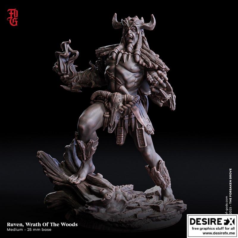 神之肉 —— 木之怒焰 · 鲁文 3D打印模型|Flesh of Gods – Ruven the Wrath of the Woods – 3D Print Model