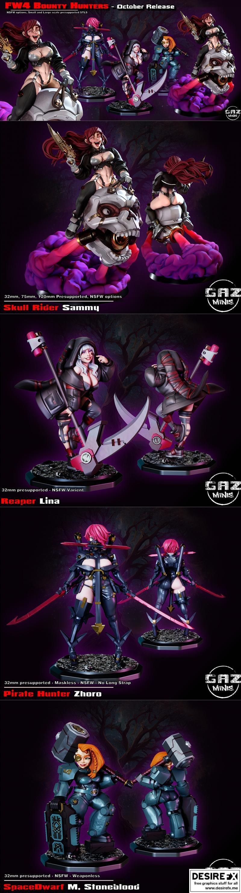 Gaz Minis - 机械猎人 FW4 3D打印模型|Gaz Minis – Bounty Hunters FW4 October 2023 – 3D Print Model STL