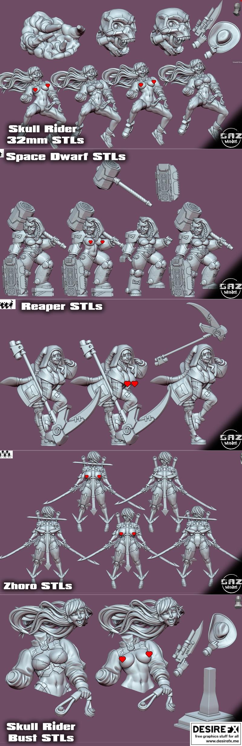 Gaz Minis - 机械猎人 FW4 3D打印模型|Gaz Minis – Bounty Hunters FW4 October 2023 – 3D Print Model STL