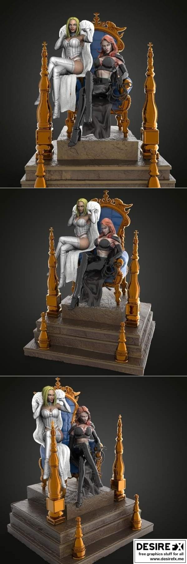 Jean Grey与Emma Frost 3D打印模型|Jean Grey and Emma Frost – 3D Print Model STL