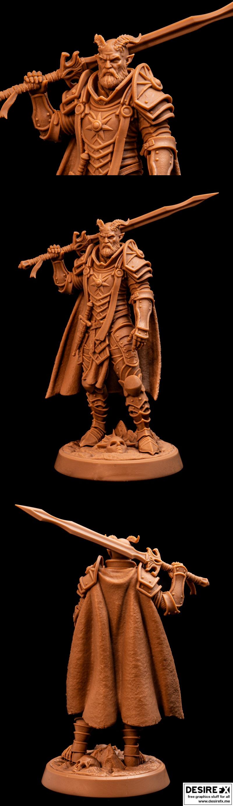 黄金之誓——恶魔裔圣骑士 3D打印模型|Casthos the Golden – Tiefling Paladin – 3D Print Model