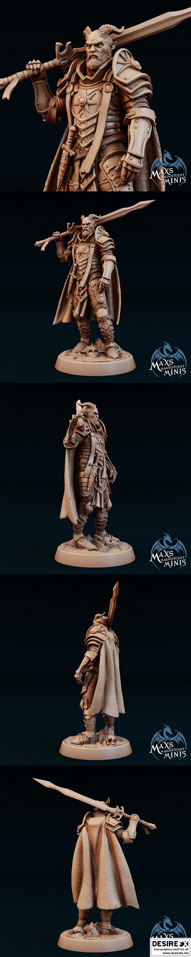 黄金之誓——恶魔裔圣骑士 3D打印模型|Casthos the Golden – Tiefling Paladin – 3D Print Model