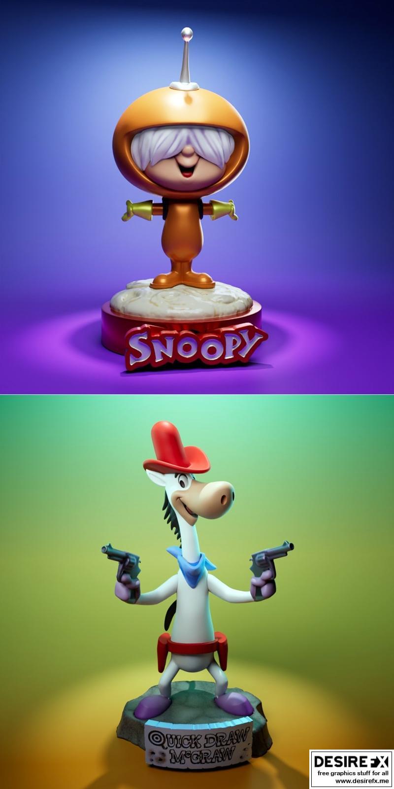 查理·布朗与快速画笔——3D打印模型|Snoopy and Quick Draw – 3D Print Model STL