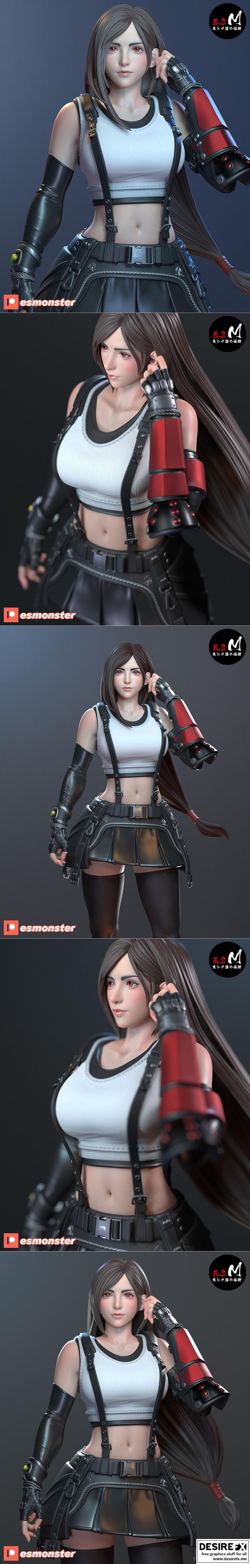最终幻想蒂法 3D打印模型|E.S Monster – Tifa Final Fantasy – 3D Print Model STL