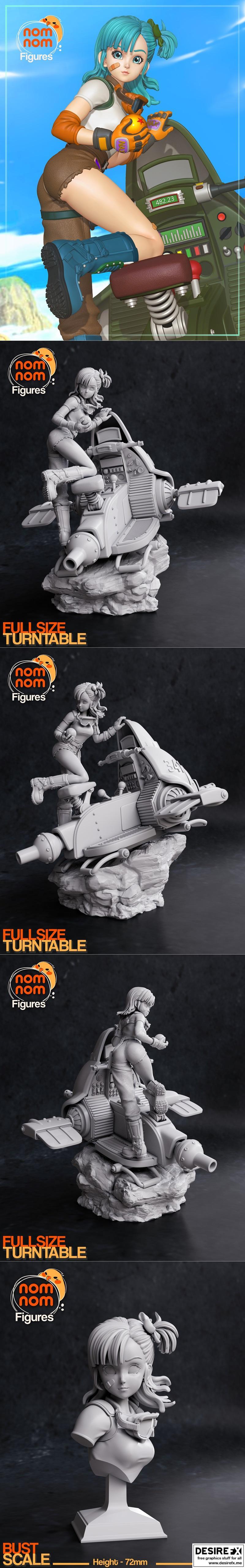 龙珠芭玛 3D打印模型|Nomnom Figures – Bulma from Dragon Ball – 3D Print Model STL