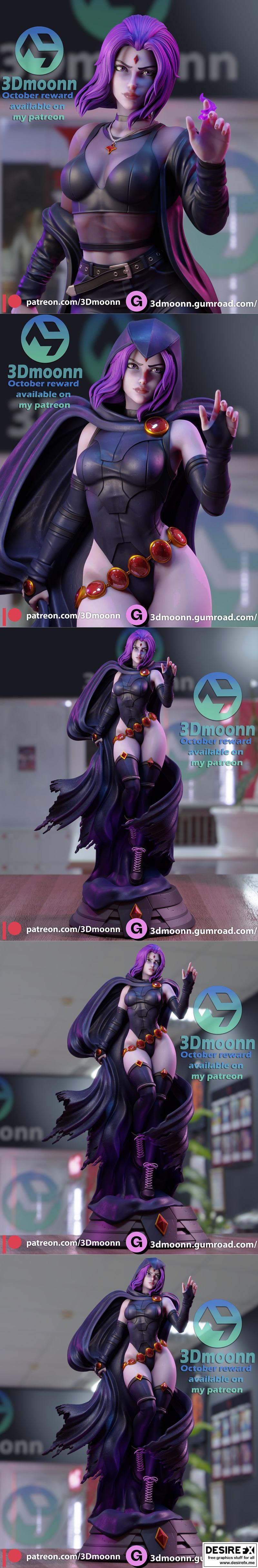 3D打印模型：Raven角色动漫造型|3Dmoonn – Raven – 3D Print Model STL