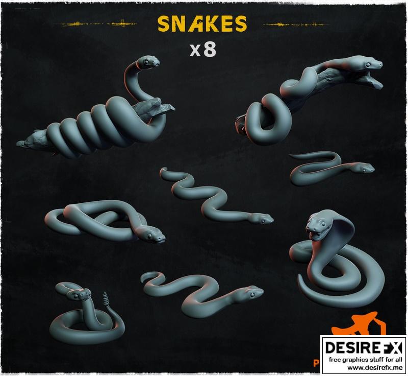 蛇形元素3D打印模型|Snakes – Basing Bits – 3D Print Model