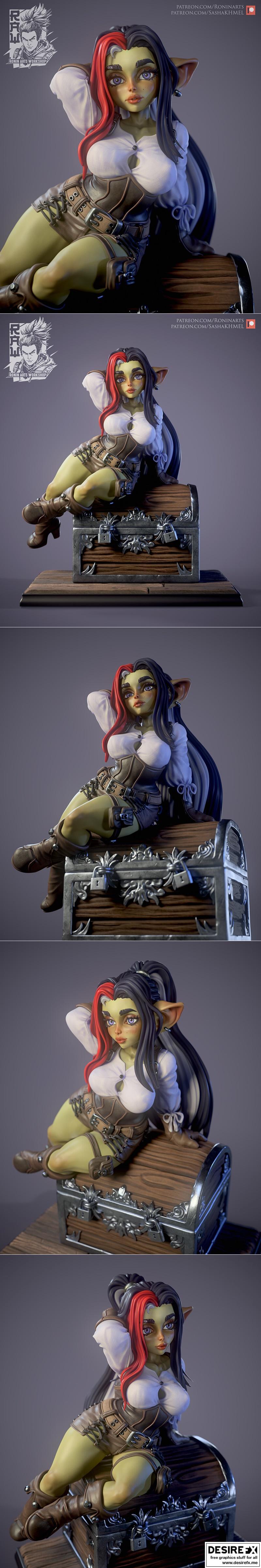 角斗士风格女鬼角色3D打印模型|Ronin Arts Workshop – Angy The Goblin – Pin Up – 3D Print Model STL