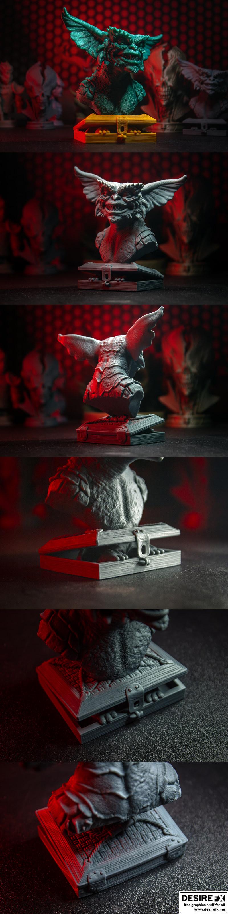 贪吃蛇模型-3D打印雕塑|Gremlin Bust – 3D Print Model