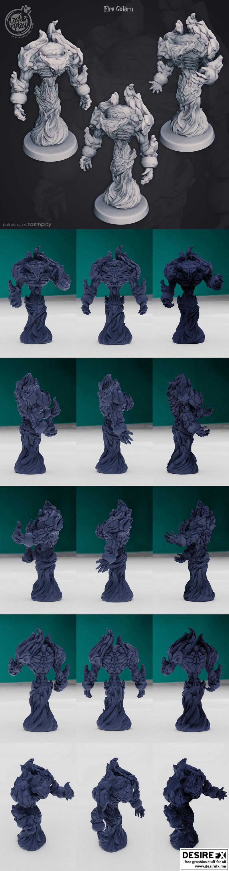 Cast n Play - 火元素巨怪 - 3D打印模型|Cast n Play – Fire Golem – 3D Print Model
