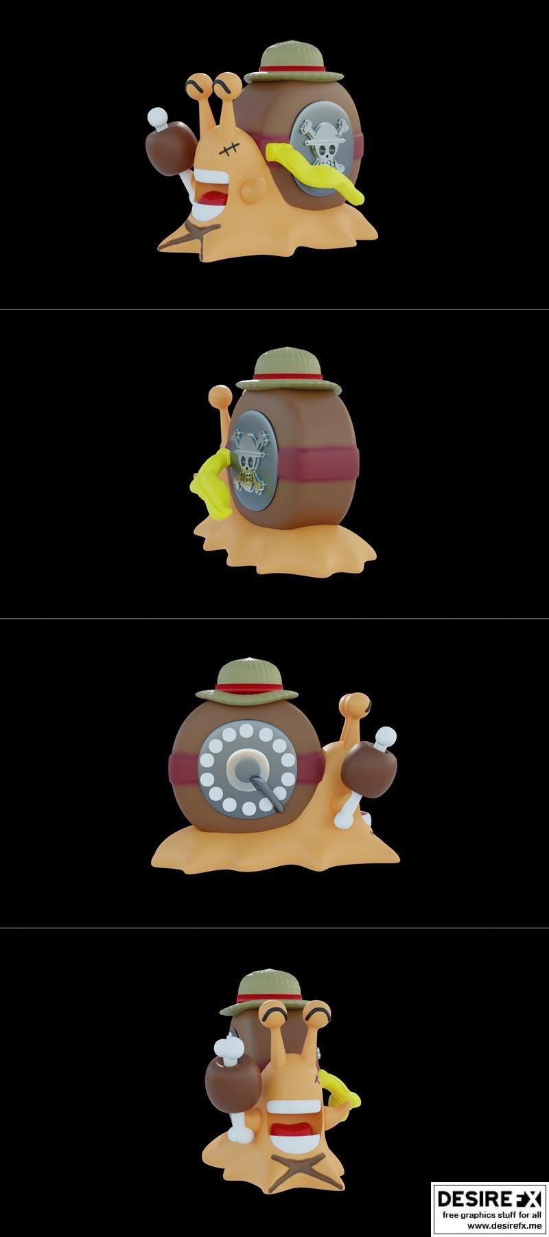 One Piece 路飞 3D打印模型|Den Den Mushi – Luffy – 3D Print Model STL