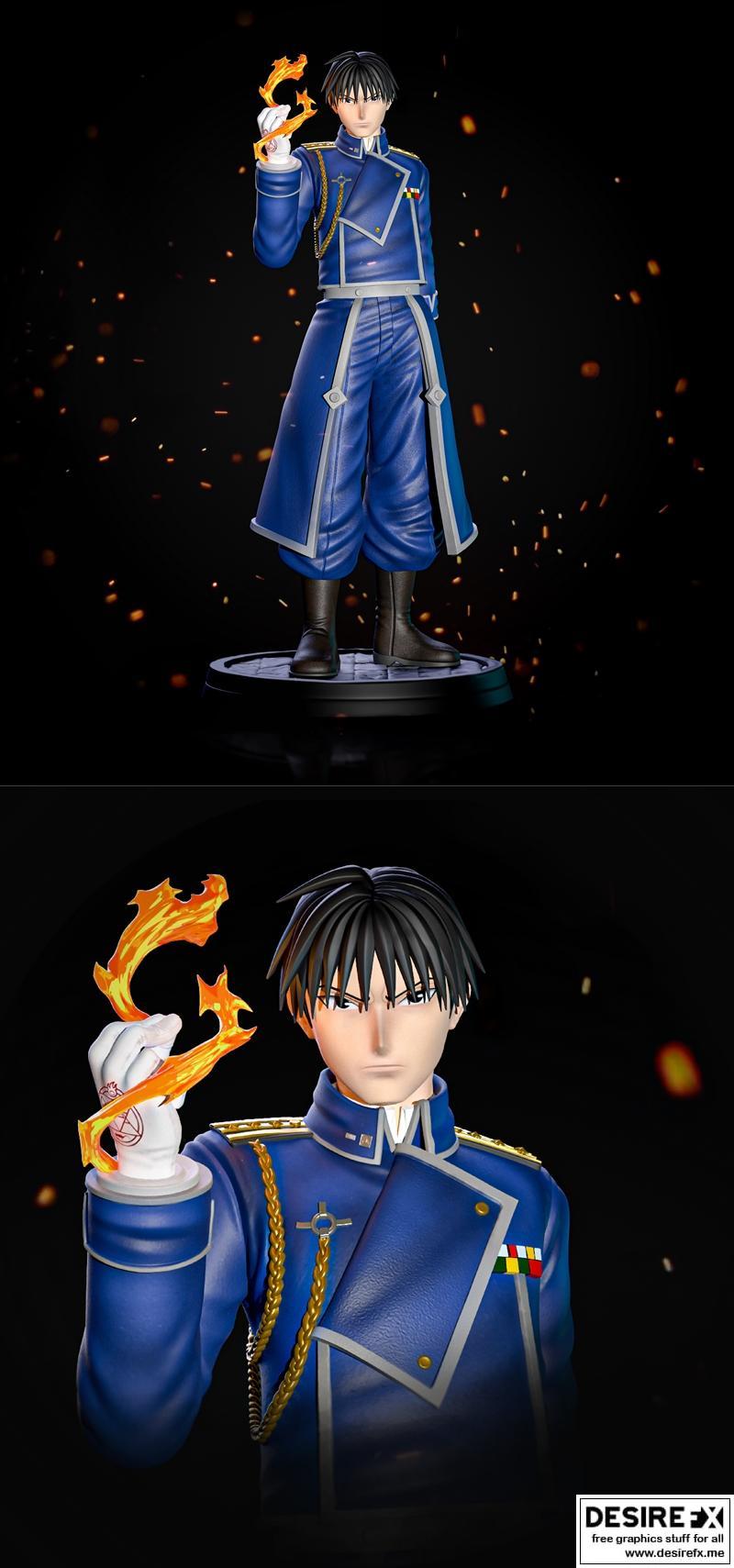全金属阿尔chemist罗伊·马斯坦比3D打印模型|Roy Mustang – Full metal Alchemist – 3D Print Model STL