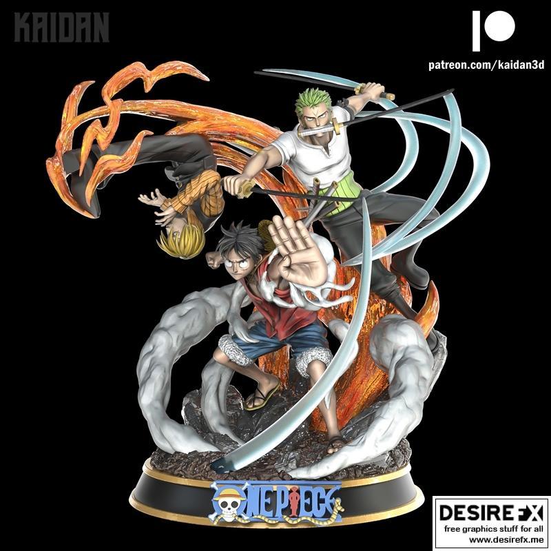 路飞、萨宾和索隆 3D打印模型|Luffy, Sanji and Zoro – 3D Print Model STL