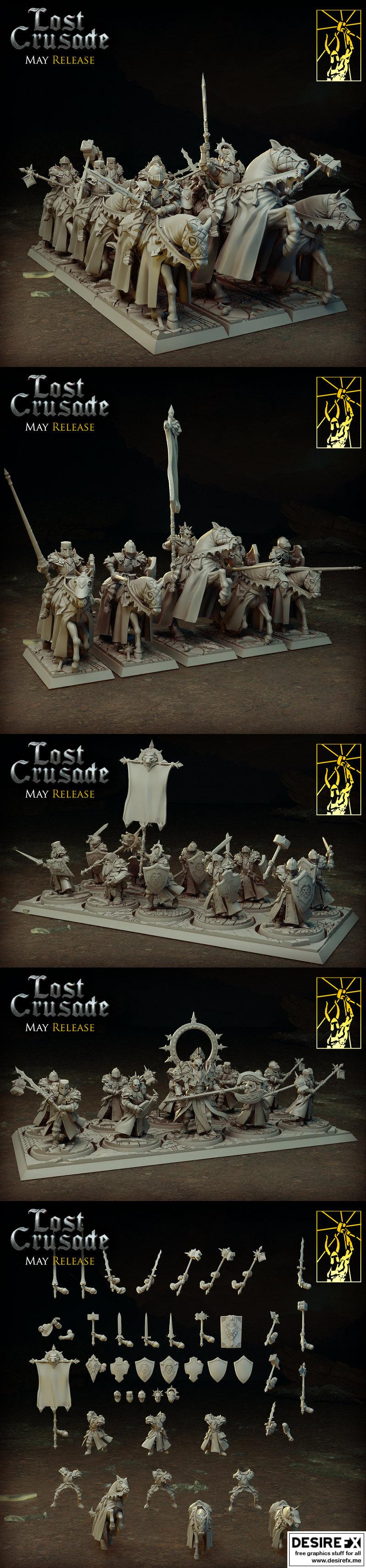 失落的圣战：圣殿骑士骑兵与圣殿骑士 3D打印模型|Lost Crusade Templar Cavalry and Templars – 3D Print Model