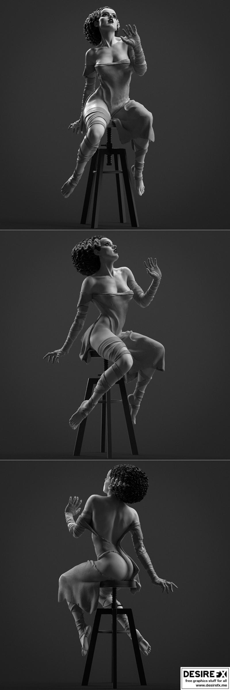 弗兰肯斯坦的 bride 3D打印模型|Bride of Frankenstein – 3D Print Model STL