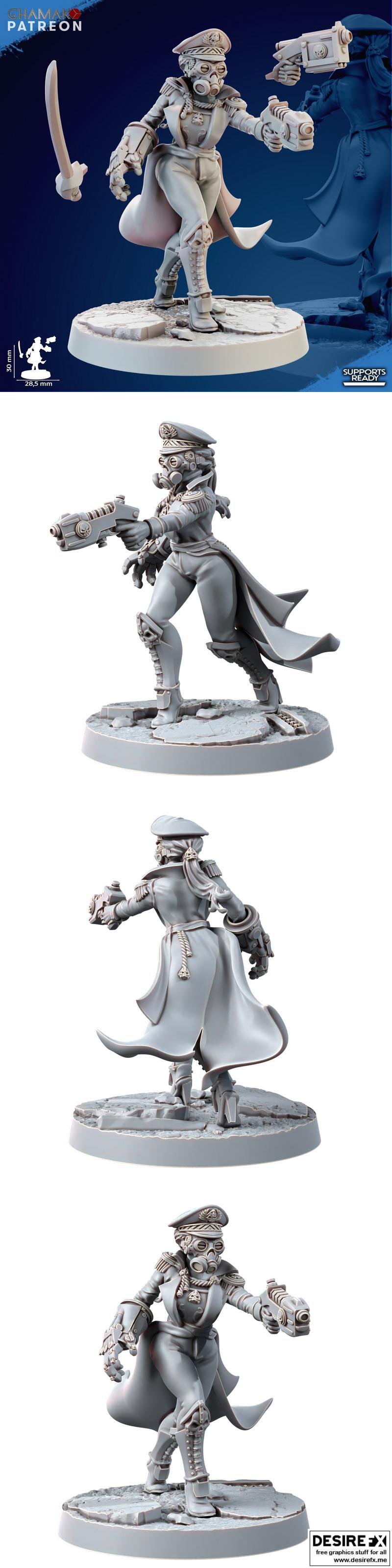 铁血军团女军需官 3D打印模型|Iron Korps Female Commisar – 3D Print Model