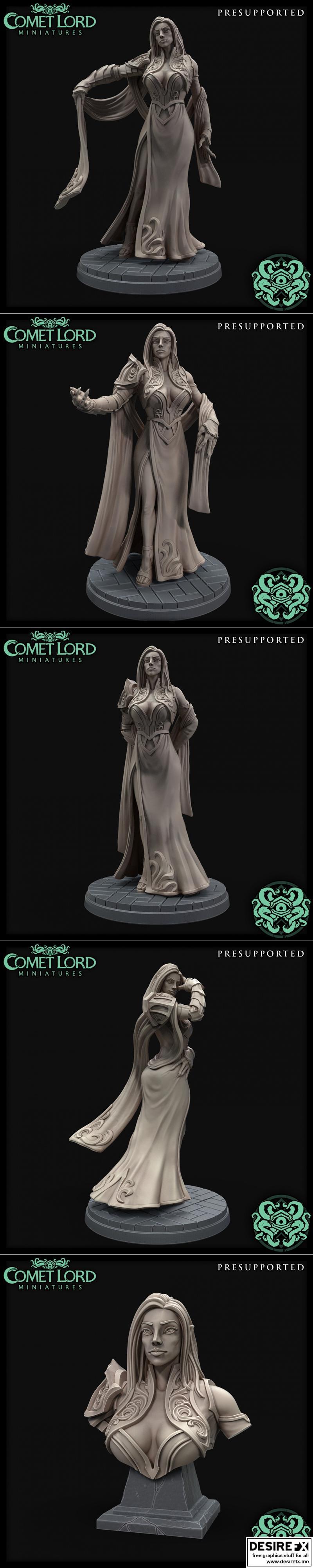 彗星之主迷你模型——伊莎贝尔吸血鬼小姐 3D打印模型|Comet Lord Miniatures – Ysabelle Vampire Lady – 3D Print Model STL