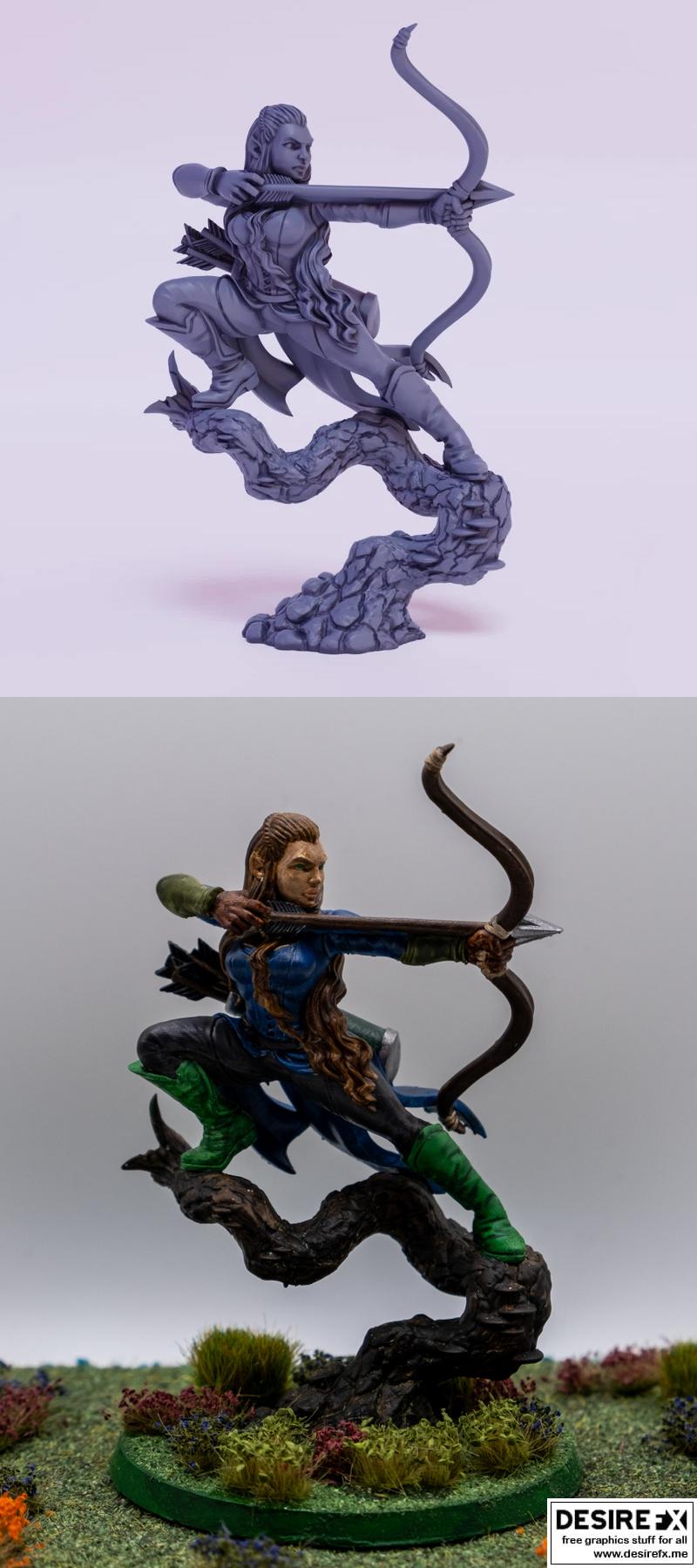 艾丽尔饰带3D打印模型|Aurielle with Bow – 3D Print Model