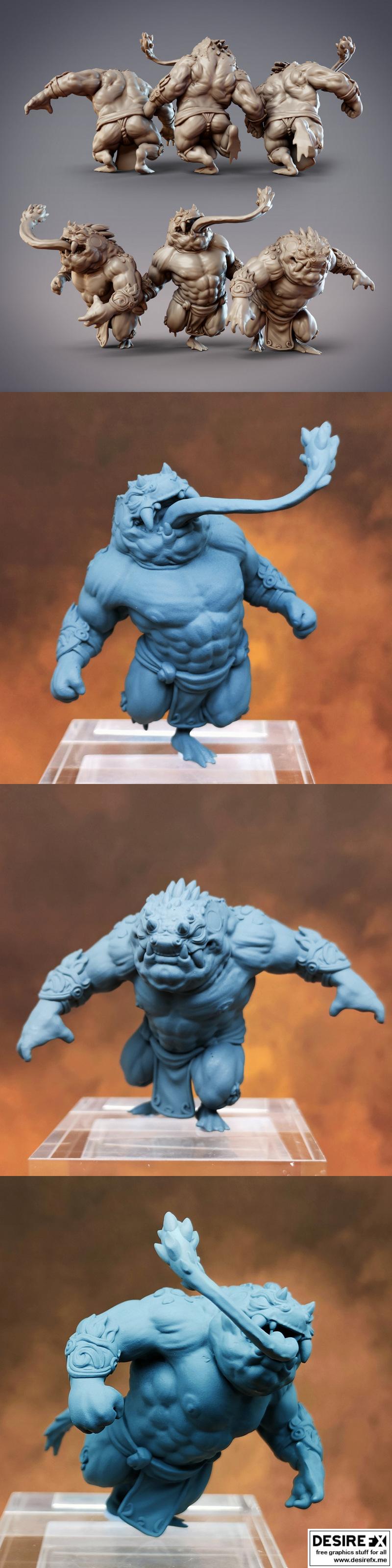 CobraMode沙漠异兽模型：毒蛙 Ogre 战士3D打印作品|CobraMode – Toad Ogre Thugs – Desert Hikiga – 3D Print Model