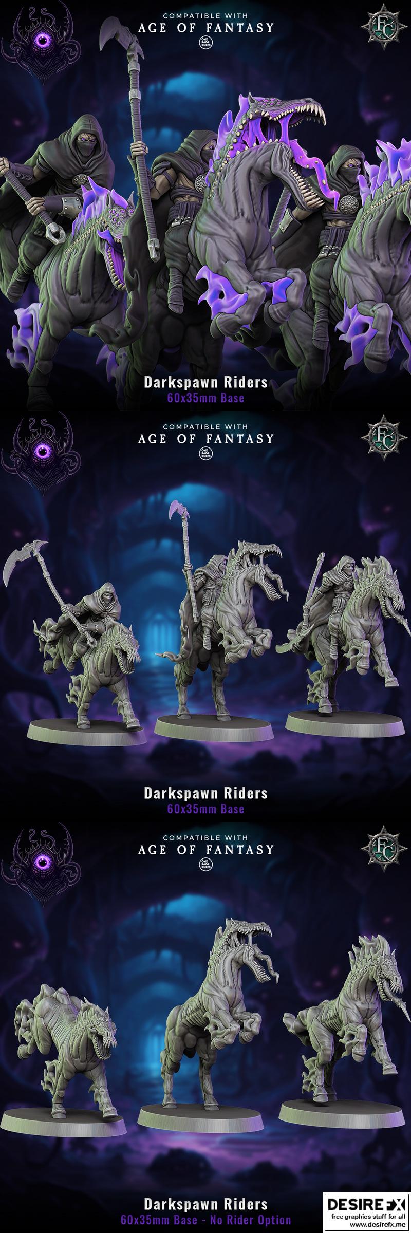 Fleshcraft Studio - 黑鸦骑手 - 3D打印模型|Fleshcraft Studio – Darkspawn Riders – 3D Print Model