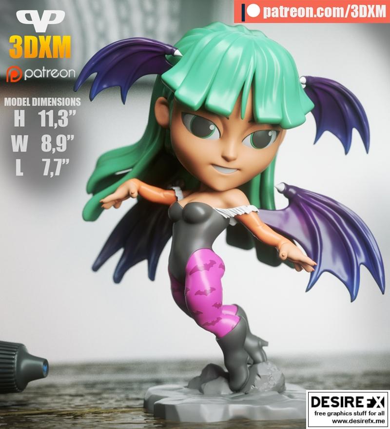莫里根小模型 3D打印雕塑|Morrigan Chibi – 3D Print Model STL