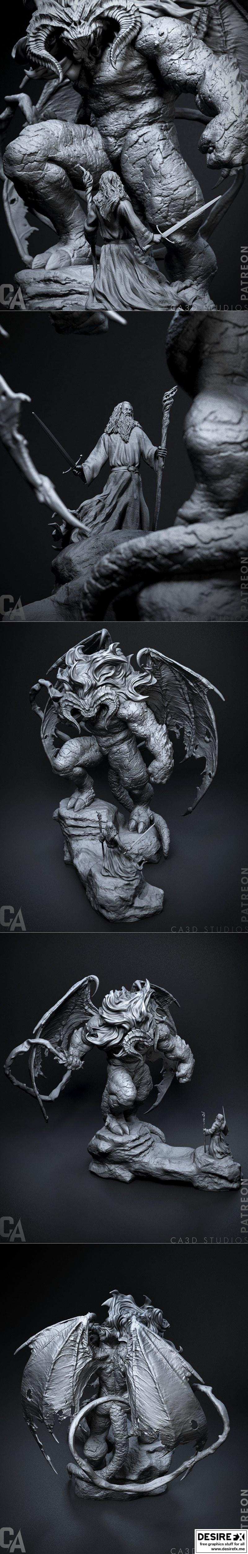 Ca 3d Studios – 甘道夫对战巴尔罗格 3D打印模型|Ca 3d Studios – Gandalf vs Balrog – 3D Print Model STL