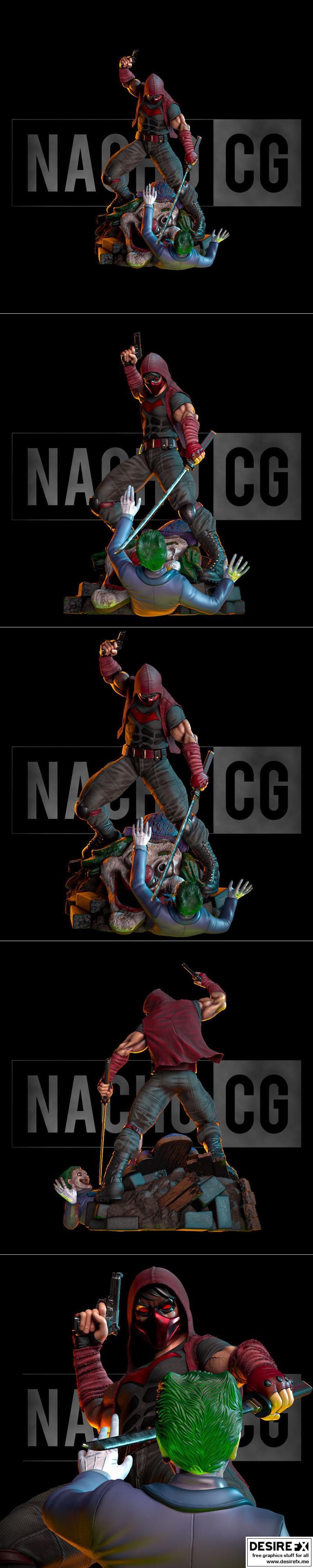 红 hood 复仇 3D打印模型|Fan Art – Red Hood Revenge – Diorama – 3D Print Model STL