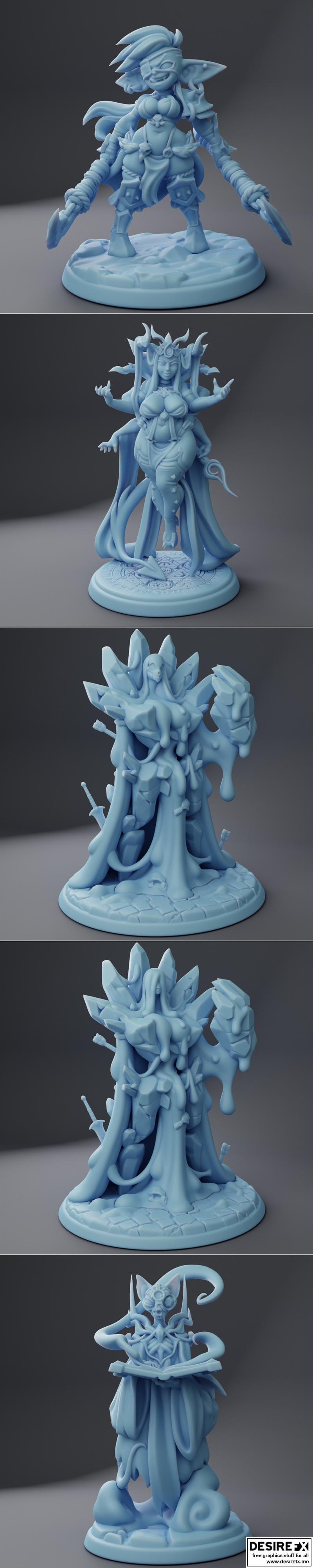 双女神迷你模型—99级Boss怪物 2023年 3D打印STL文件|Twin Goddess Miniatures – Lvl 99 Boss Monsters October 2023 – 3D Print Model STL
