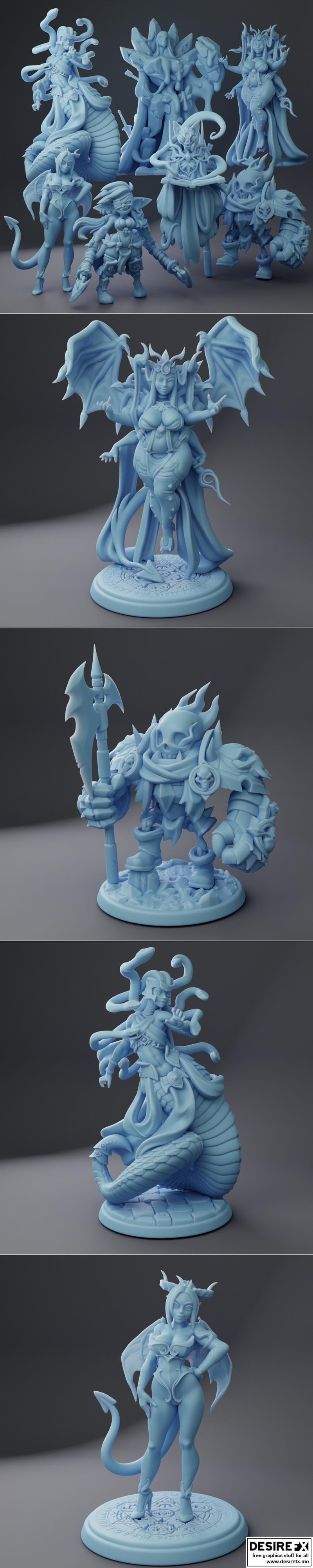 双女神迷你模型—99级Boss怪物 2023年 3D打印STL文件|Twin Goddess Miniatures – Lvl 99 Boss Monsters October 2023 – 3D Print Model STL