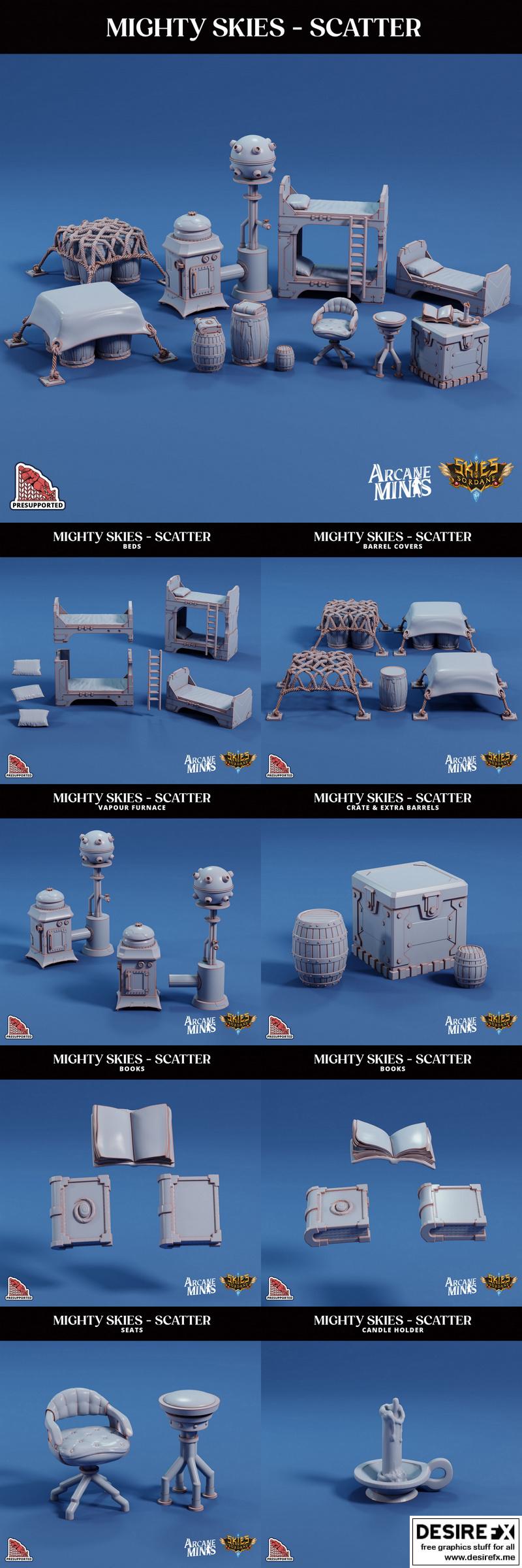 Arcane迷你模型：天空之巅散落篇 3D打印版|Arcane Minis – Mighty Skies Scatter – 3D Print Model