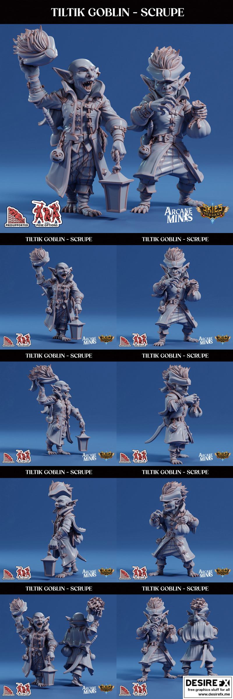弧光迷你模型：倾斜矮人杂役|Arcane Minis – Tiltik Goblin Scrupe – 3D Print Model
