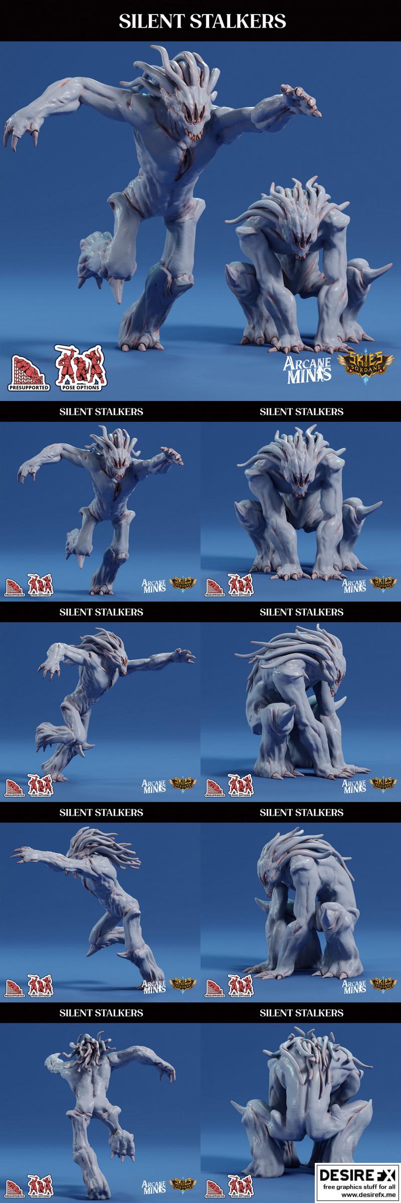 Arcane迷你模型：沉默潜行者3D打印角色|Arcane Minis – Silent Stalkers – 3D Print Model